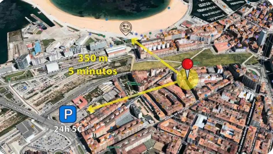 El Trasgu De Laviada A 300M Playa, Puerto, Acuario Apartment Хихон Екстериор снимка